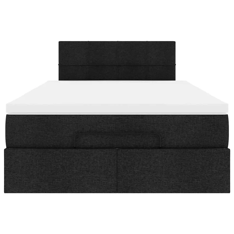 Lit ottoman avec matelas et LED noir 120x190 cm tissu - 8