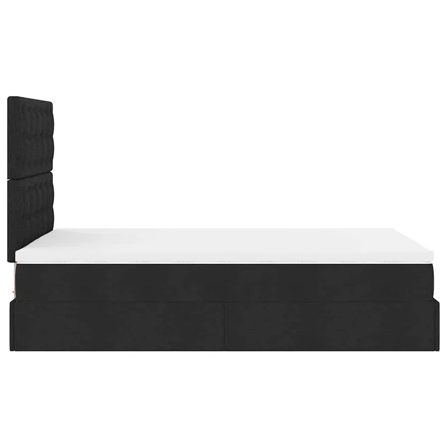 Cadre de lit ottoman avec matelas noir 120x190 cm tissu - 11
