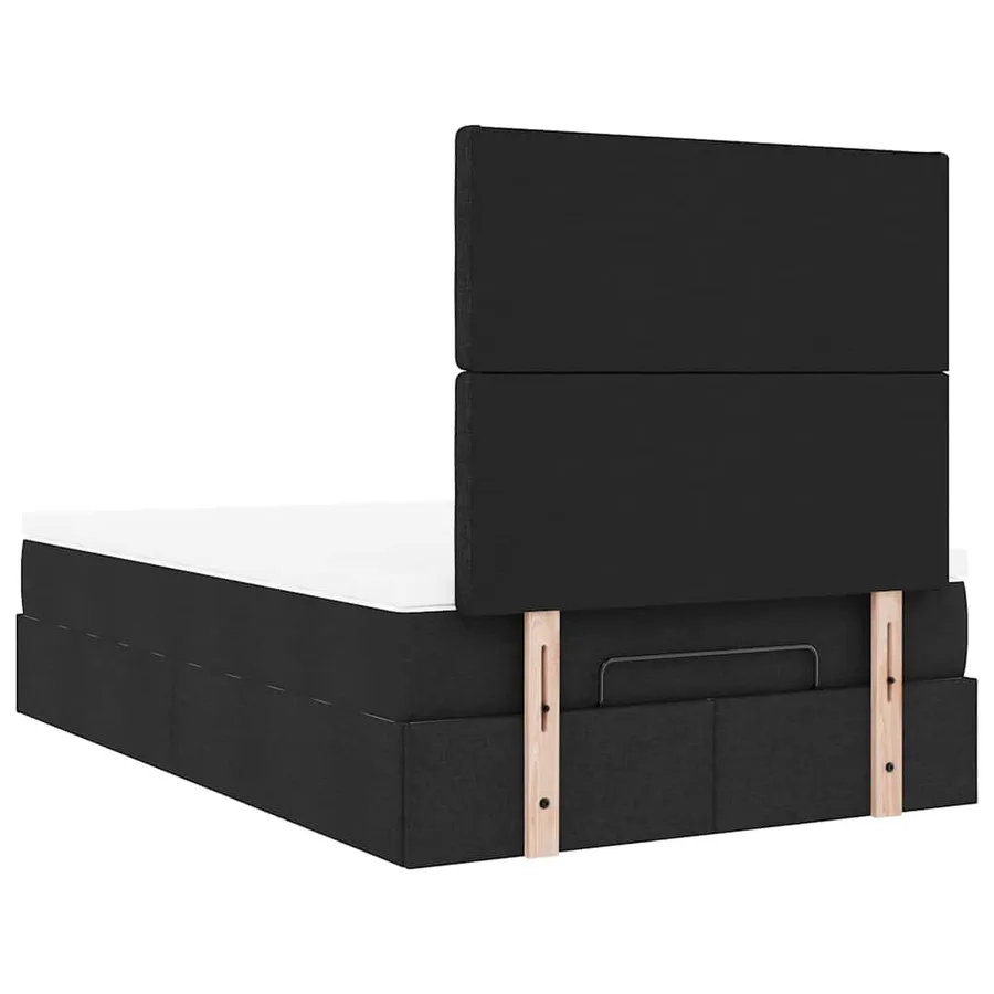 Cadre de lit ottoman avec matelas noir 120x190 cm tissu - 12