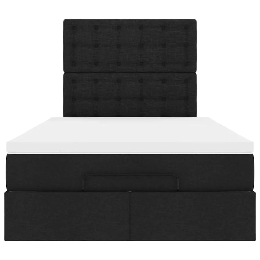 Cadre de lit ottoman avec matelas noir 120x190 cm tissu - 8