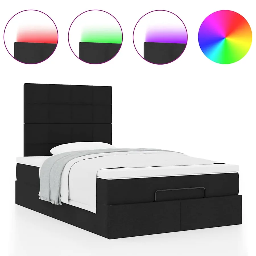 Cadre de lit ottoman avec matelas noir 120x190 cm tissu - 5