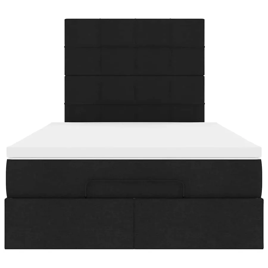 Cadre de lit ottoman avec matelas noir 120x190 cm tissu - 8