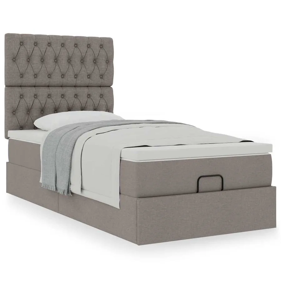 Lit ottoman avec matelas taupe 100x200 cm tissu - 4
