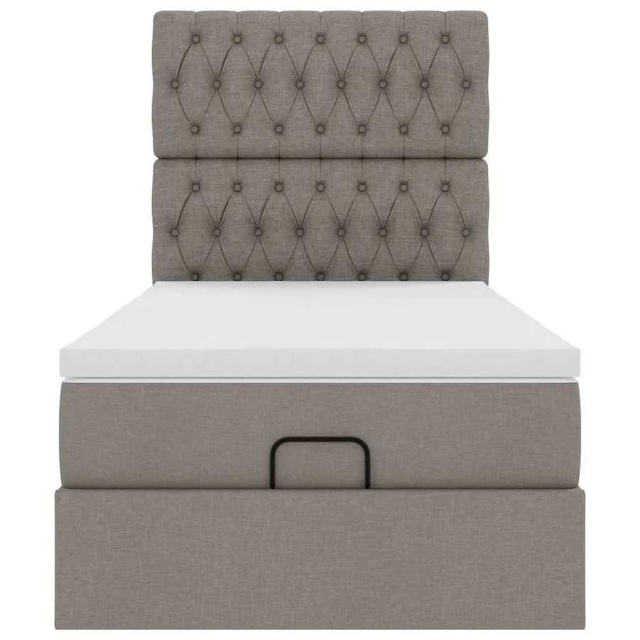 Lit ottoman avec matelas taupe 100x200 cm tissu - 7