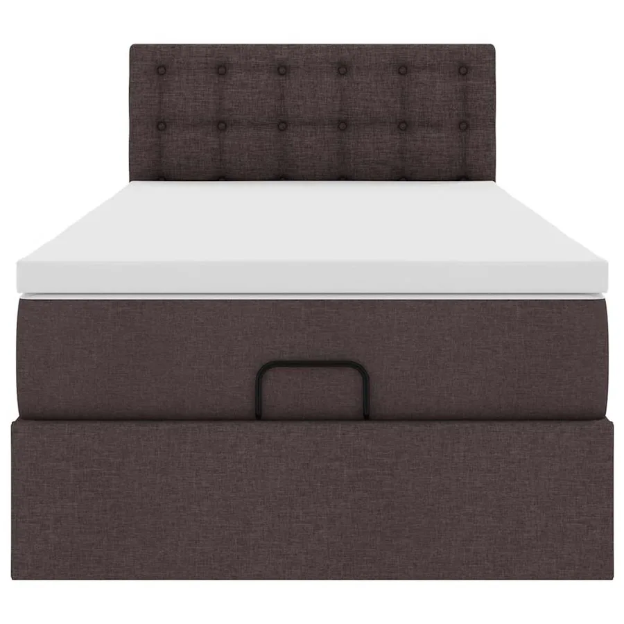 Lit ottoman avec matelas marron foncé 100x200 cm tissu - 7