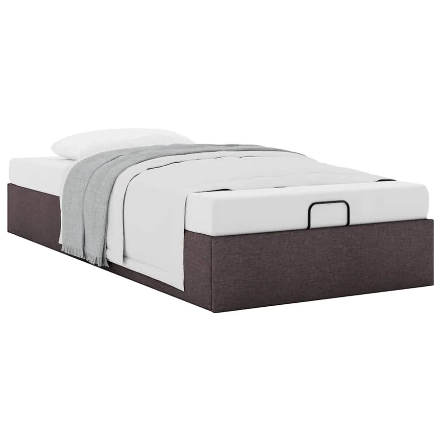 Cadre de lit ottoman sans matelas marron foncé 100x200 cm tissu - 5