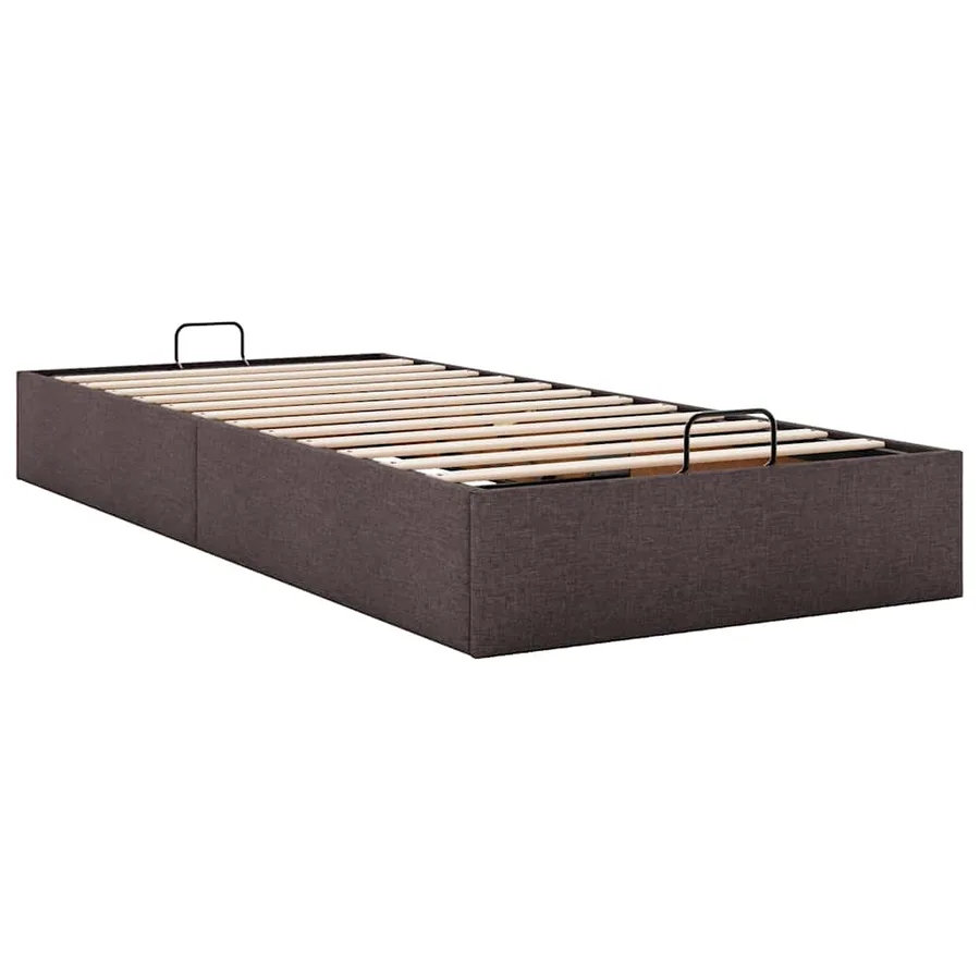 Cadre de lit ottoman sans matelas marron foncé 100x200 cm tissu - 6
