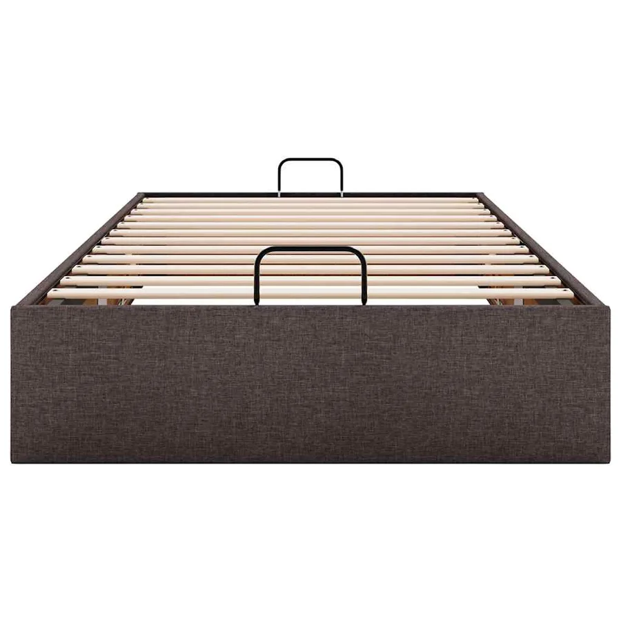 Cadre de lit ottoman sans matelas marron foncé 100x200 cm tissu - 7