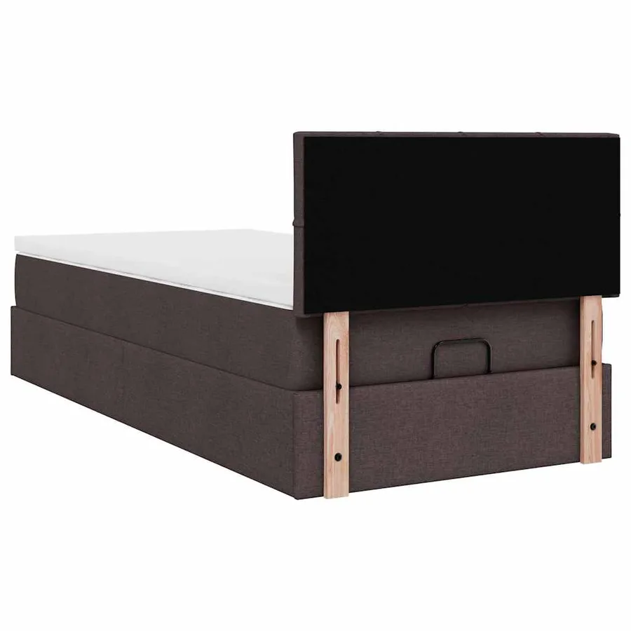 Lit ottoman avec matelas marron foncé 100x200 cm tissu - 12
