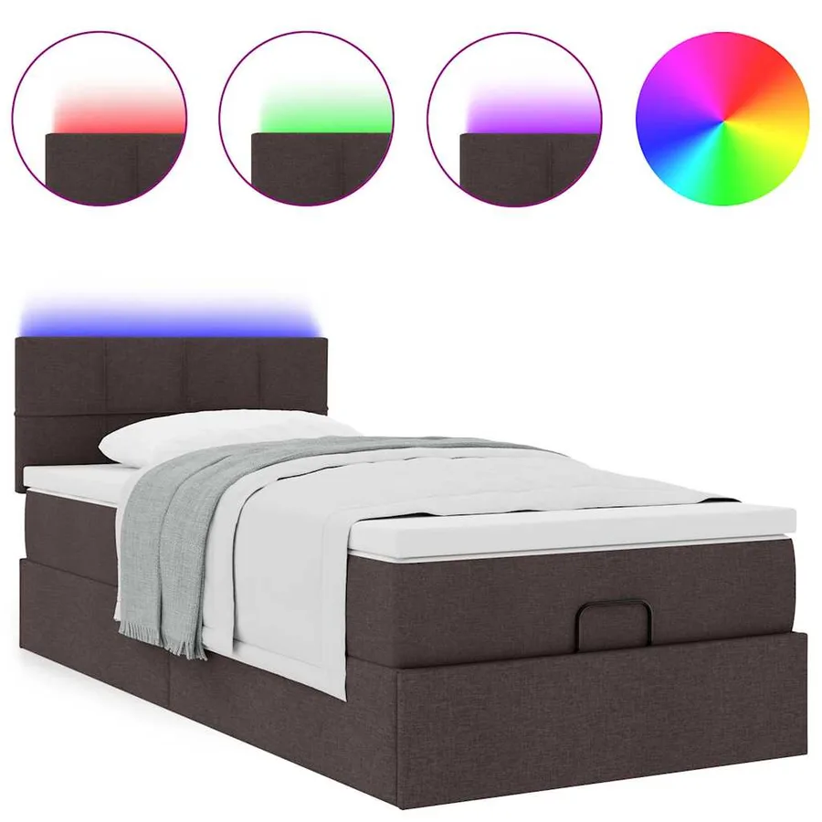 Lit ottoman avec matelas marron foncé 100x200 cm tissu - 5