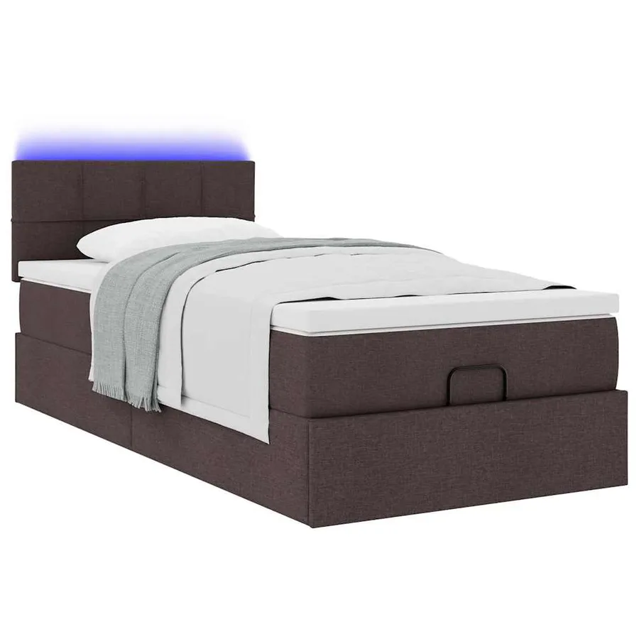 Lit ottoman avec matelas marron foncé 100x200 cm tissu - 6