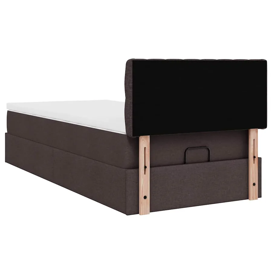 Lit ottoman avec matelas marron foncé 100x200 cm tissu - 11