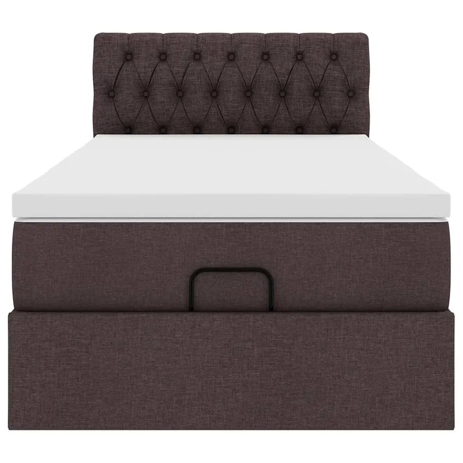 Lit ottoman avec matelas marron foncé 100x200 cm tissu - 7