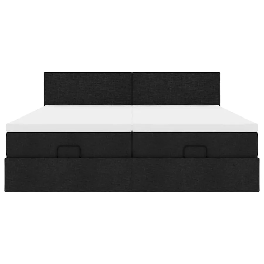 Cadre de lit ottoman avec matelas noir 200x200cm tissu - 7