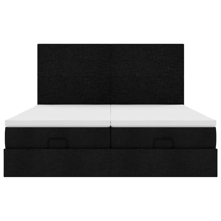 Cadre de lit ottoman avec matelas noir 200x200cm tissu - 8