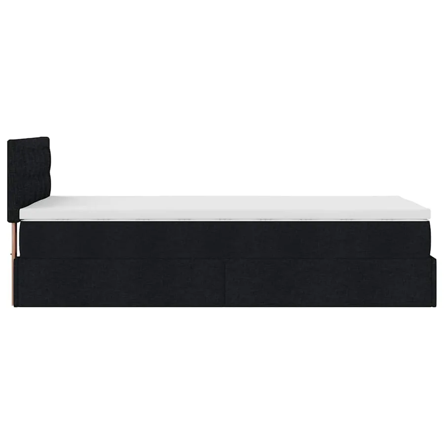 Lit ottoman avec matelas noir 100x200 cm tissu - 11