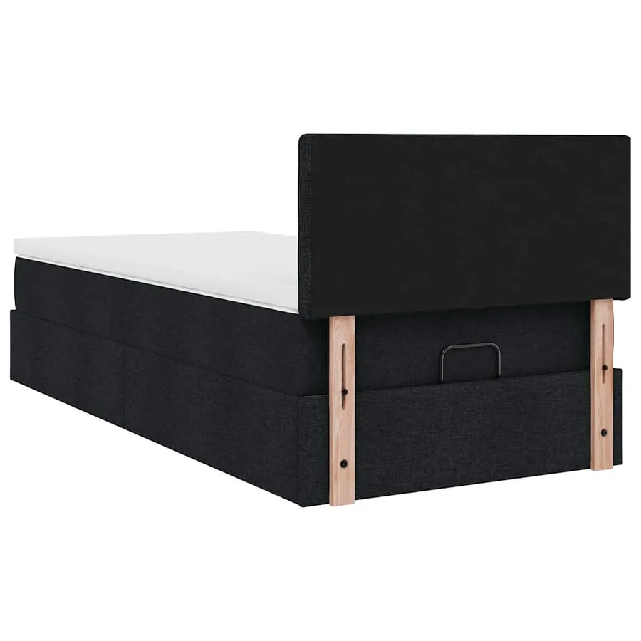 Lit ottoman avec matelas noir 100x200 cm tissu - 12