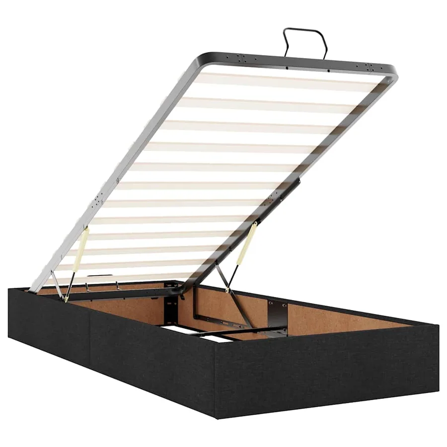Lit ottoman avec matelas noir 100x200 cm tissu - 13