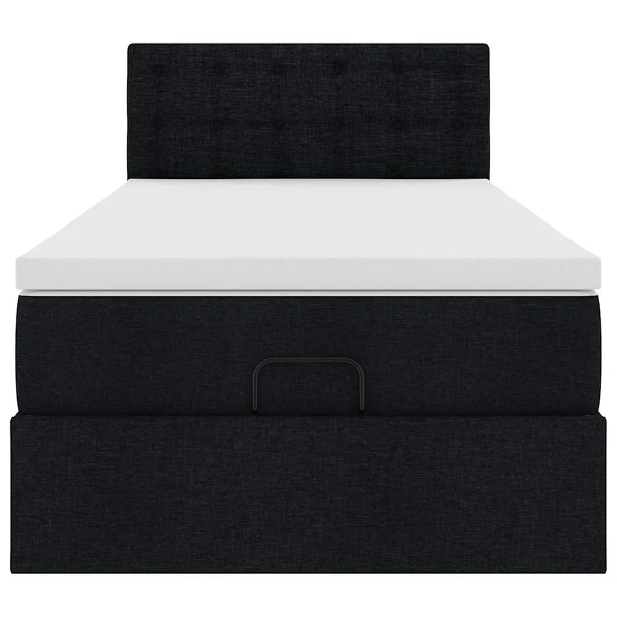 Lit ottoman avec matelas noir 100x200 cm tissu - 8