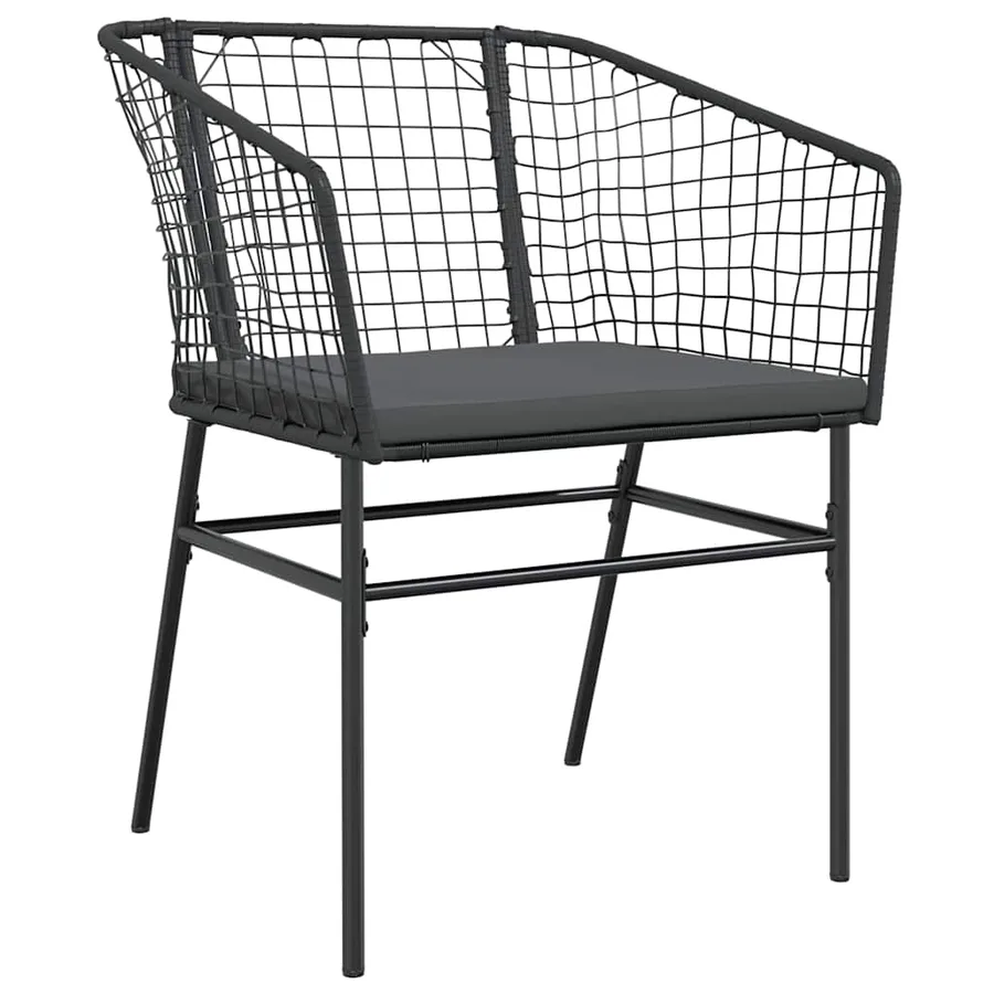 Ensemble à manger de jardin coussins 7pcs noir poly rotin verre - 4