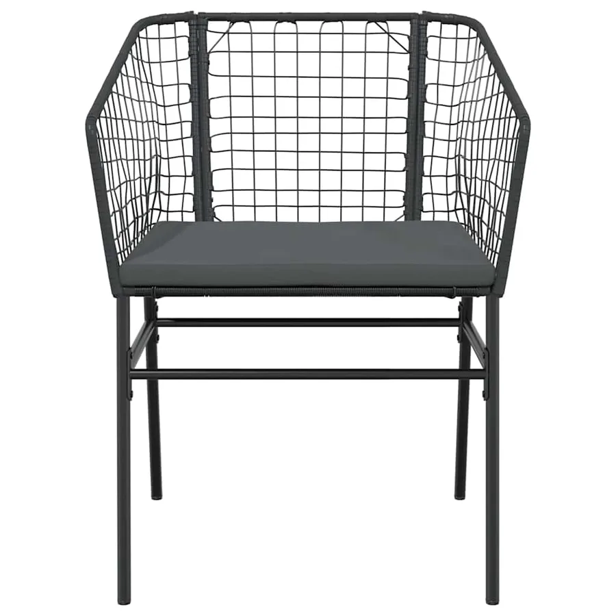 Ensemble à manger de jardin coussins 7pcs noir poly rotin verre - 5