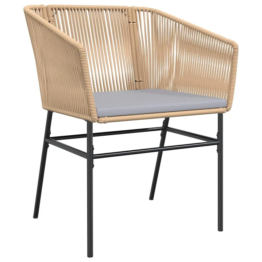 Ensemble à manger jardin coussins 3pcs marron poly rotin verre - 4