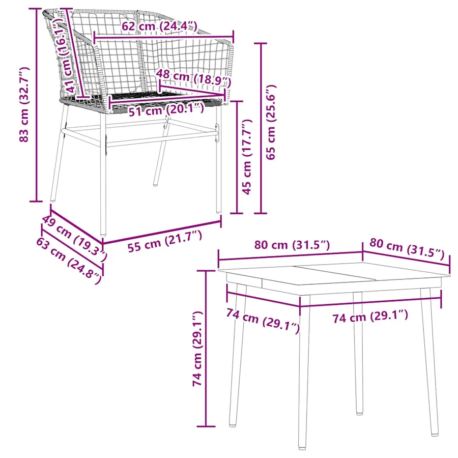 Ensemble à manger de jardin 5 pcs noir résine tressée verre - 10