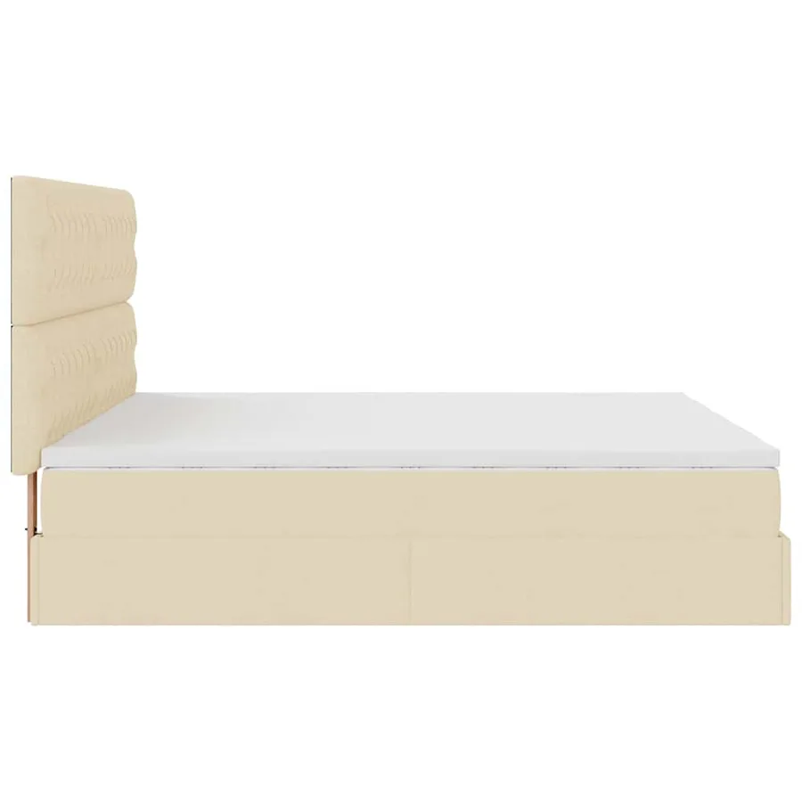 Cadre de lit ottoman avec matelas crème 200x200cm tissu - 8