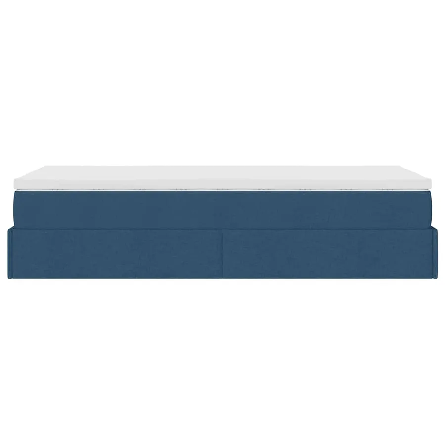 Cadre de lit ottoman avec matelas bleu 100x200 cm tissu - 9