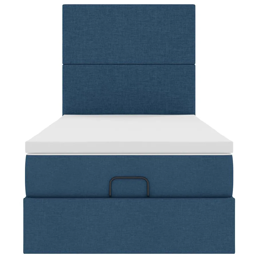 Lit ottoman avec matelas et LED Bleu 100x200 cm Tissu - 8