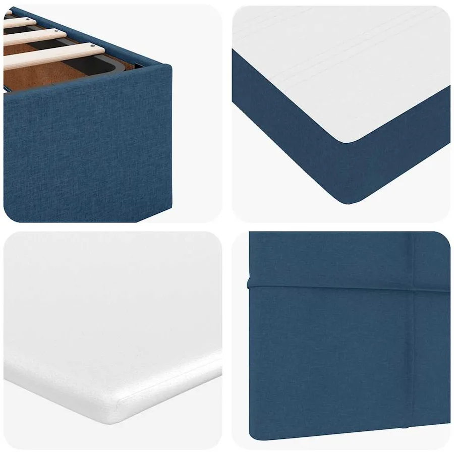 Lit ottoman avec matelas bleu 100x200 cm tissu - 13