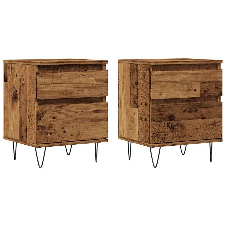 Tables de chevet 2 pcs vieux bois 40x35x50 cm bois d’ingénierie - 2