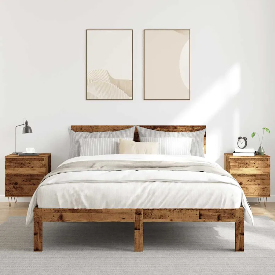 Tables de chevet 2 pcs vieux bois 40x35x50 cm bois d’ingénierie - 3