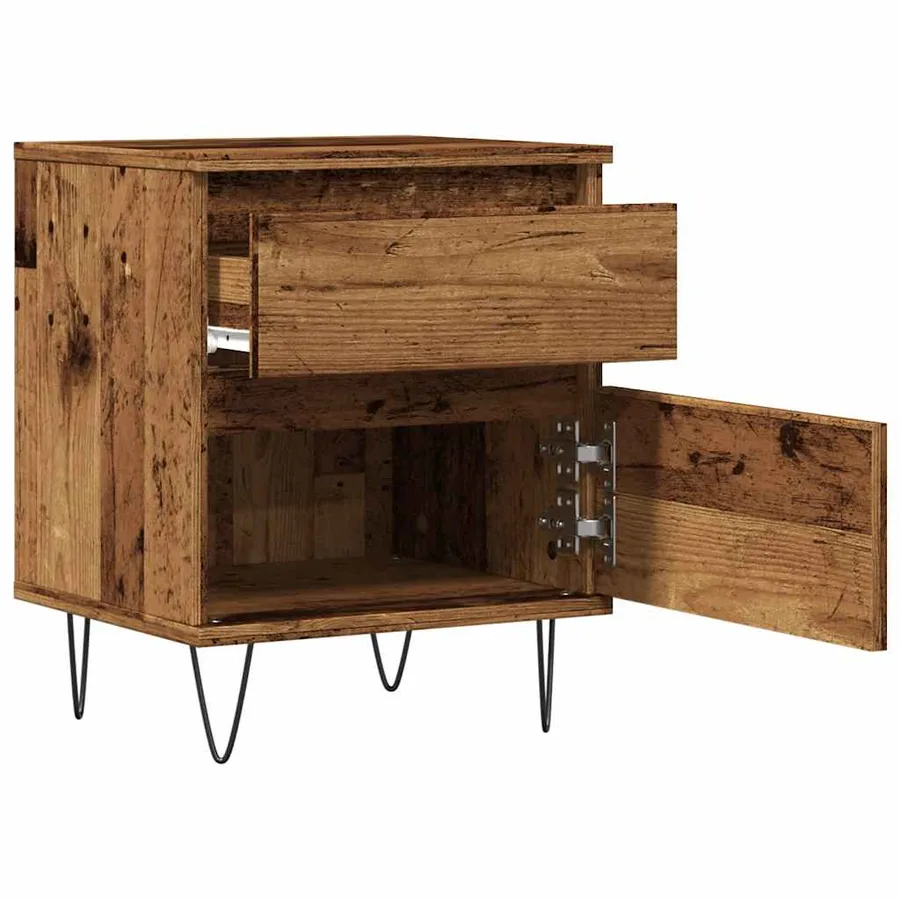 Tables de chevet 2 pcs vieux bois 40x35x50 cm bois d’ingénierie - 4
