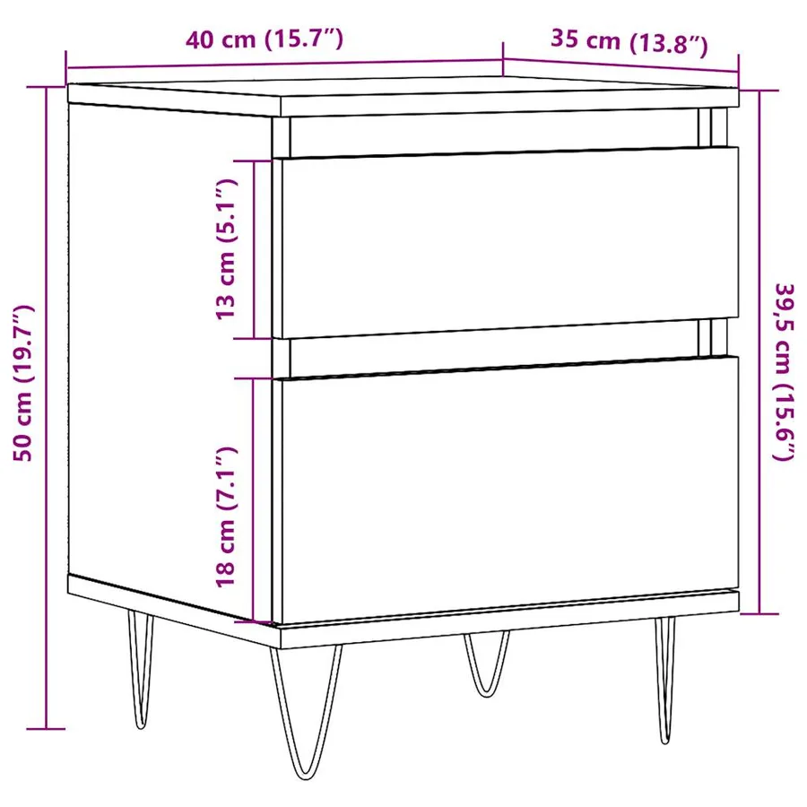 Tables de chevet 2 pcs vieux bois 40x35x50 cm bois d’ingénierie - 8