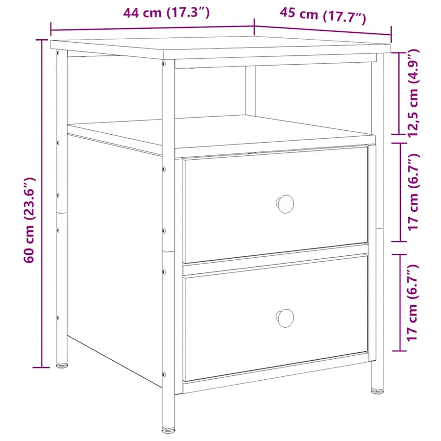Table de chevet chêne artisanal 44x45x60 cm bois d'ingénierie - 8