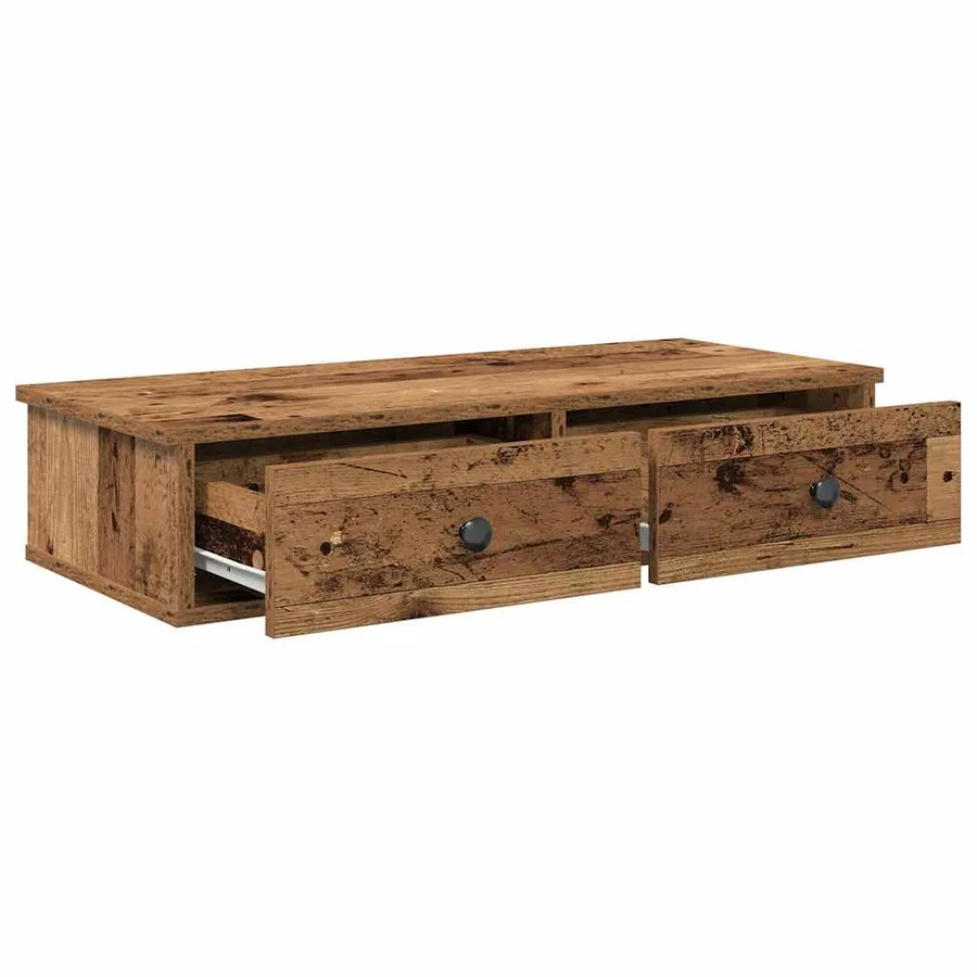 Étagère murale avec tiroirs vieux bois bois d'ingénierie - 7