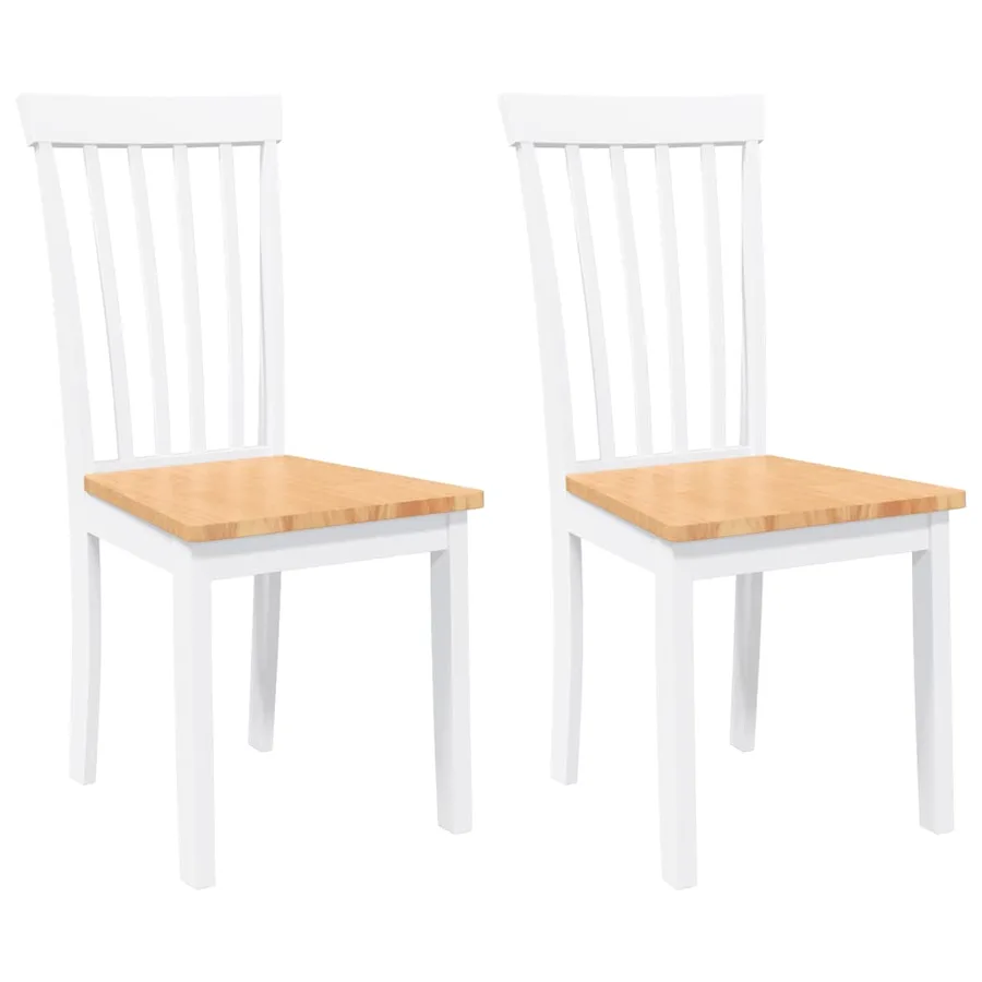 Chaises à manger 2 pcs blanc bois massif caoutchouc - 2