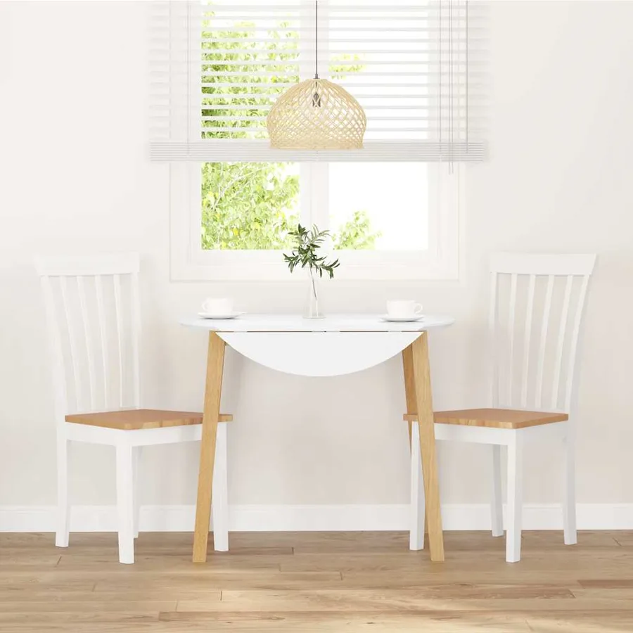 Chaises à manger 2 pcs blanc bois massif caoutchouc - 3