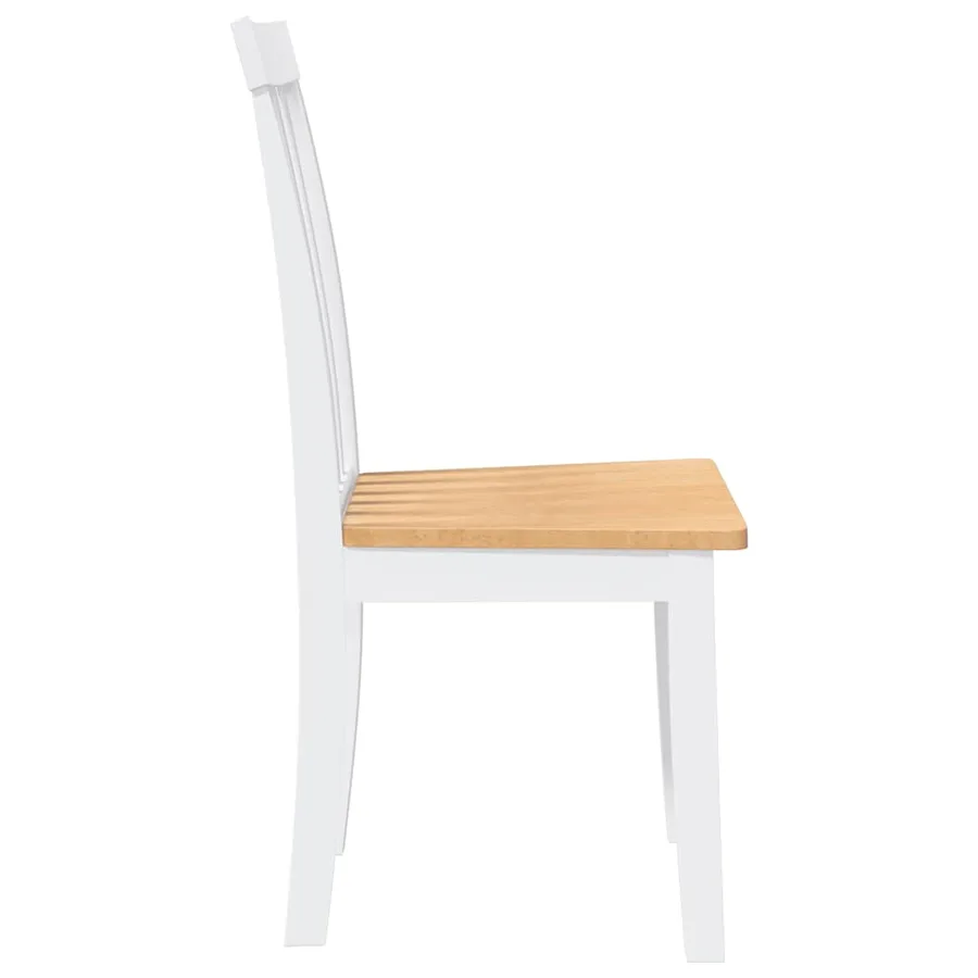 Chaises à manger 2 pcs blanc bois massif caoutchouc - 6