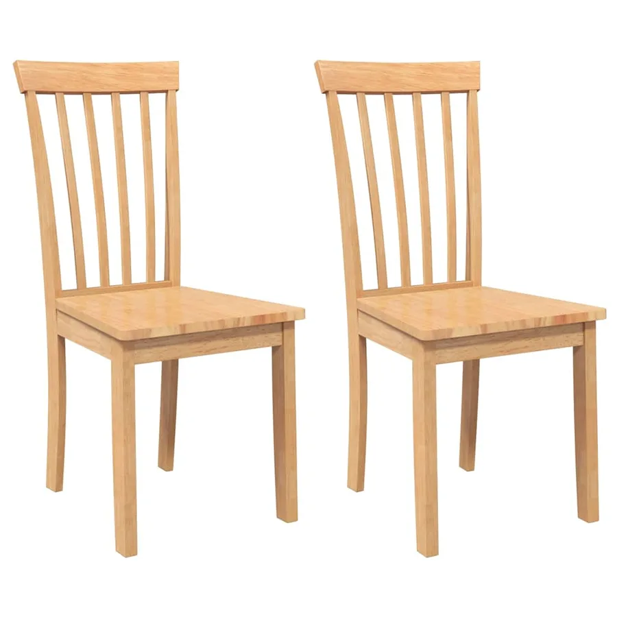 Chaises à manger 2 pcs bois massif naturel caoutchouc - 2