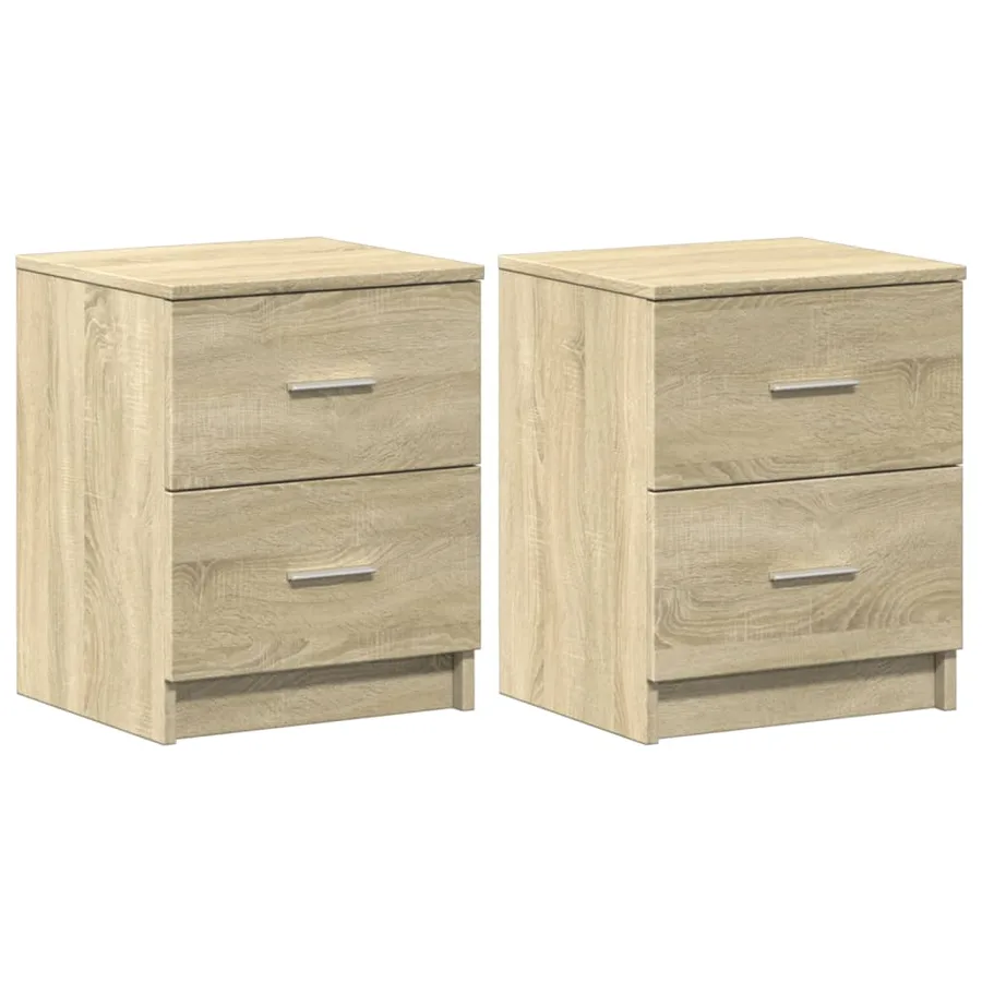 Tables de chevet 2 pcs avec 2 tiroirs Chêne Sonoma 40x36x50 cm - 2