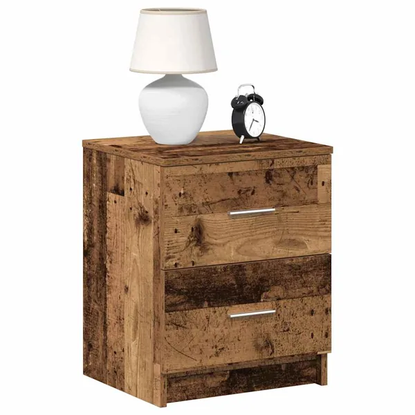 Table de chevet à 2 tiroirs en bois ancien 40x36x50 cm