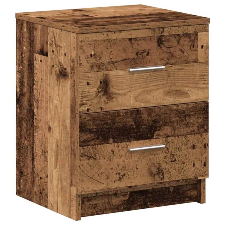 Table de chevet à 2 tiroirs en bois ancien 40x36x50 cm - 2