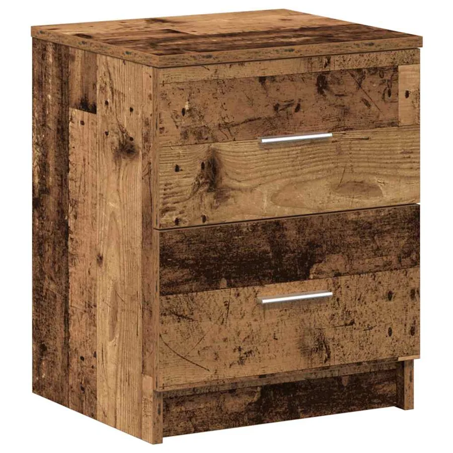 Table de chevet à 2 tiroirs en bois ancien 40x36x50 cm - 6