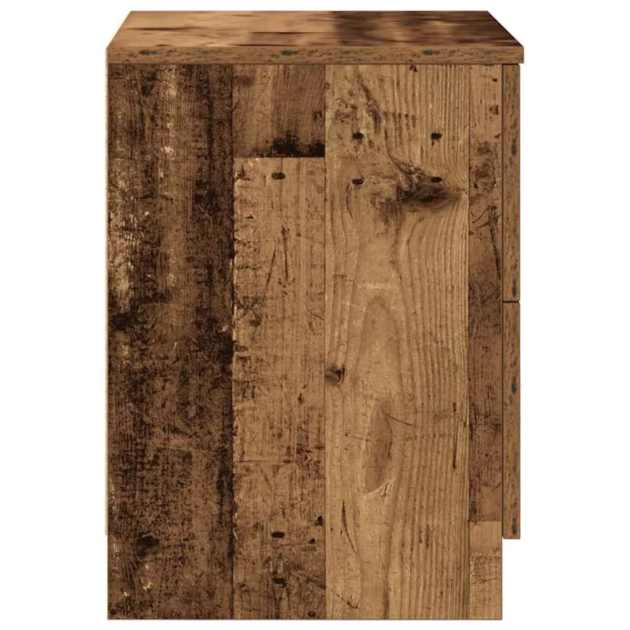 Table de chevet à 2 tiroirs en bois ancien 40x36x50 cm - 7