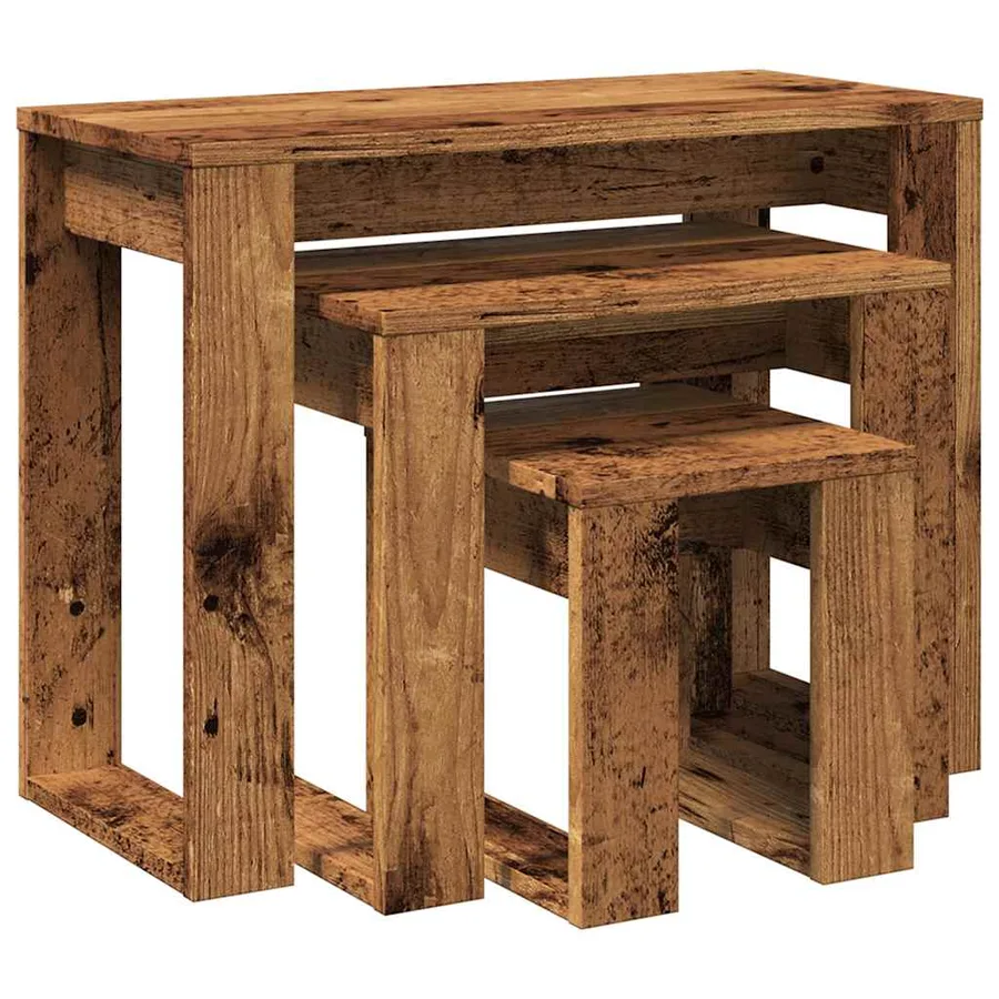 Tables gigognes 3 pcs vieux bois bois d'ingénierie - 7