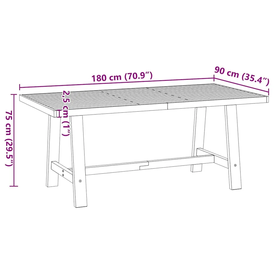 Table à manger NOAIN pieds en forme de A 180x90x75cm massif pin - 9