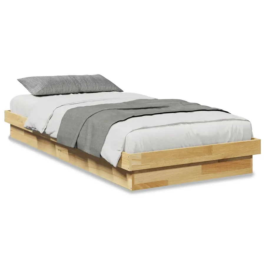 Cadre de lit sans matelas 100x200 cm bois massif de chêne - 2