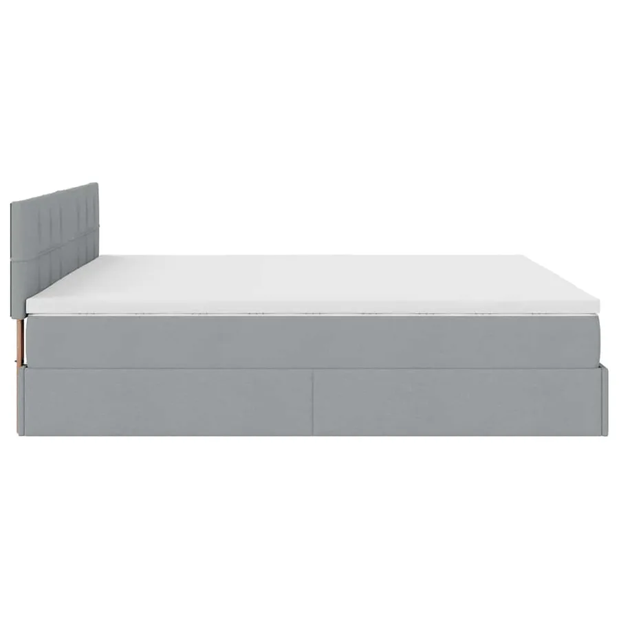 Lit ottoman avec matelas gris clair 160x200 cm tissu - 10